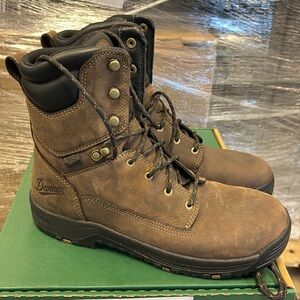 Danner Mens Caliper 8” Brown Leather Work Boots Dry Waterproof Width D
